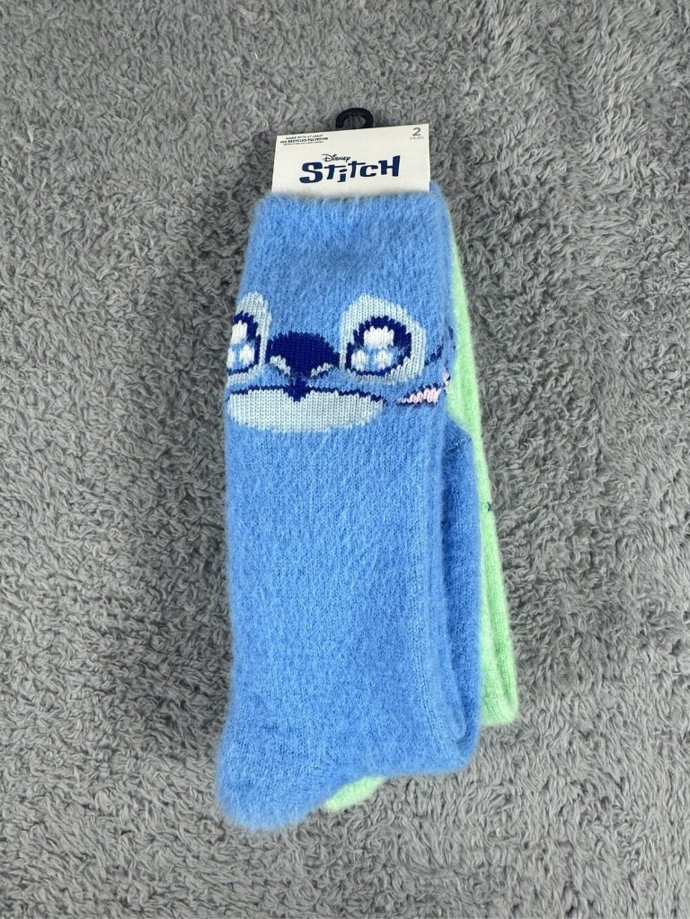 Disney Lilo & Stitch Fuzzy Slipper Socks 2 Pairs Women Size 4-10